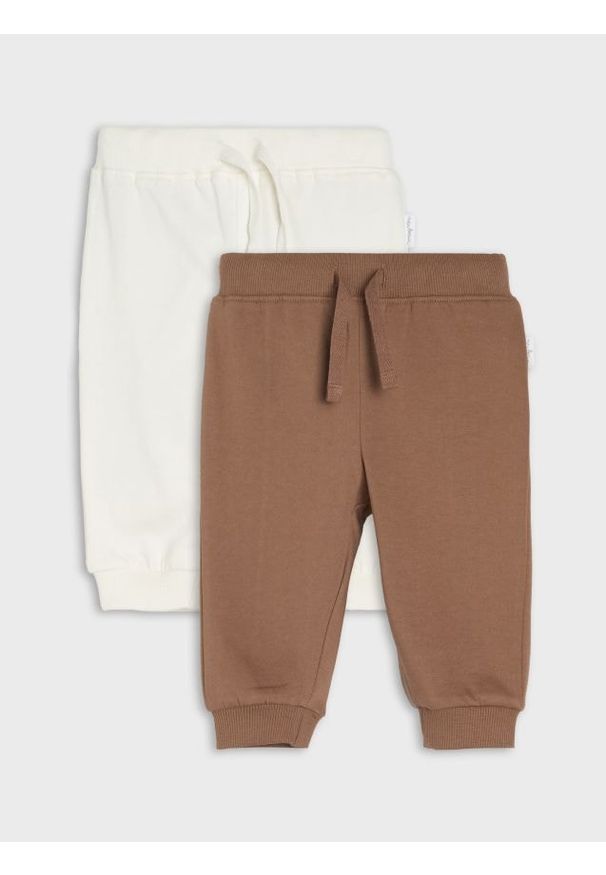 Sinsay - Spodnie dresowe 2 pack - kremowy. Kolor: kremowy. Materiał: dresówka
