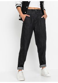 bonprix - Dżinsy Mom, high waist, ze stretchem. Stan: podwyższony. Kolor: czarny #1