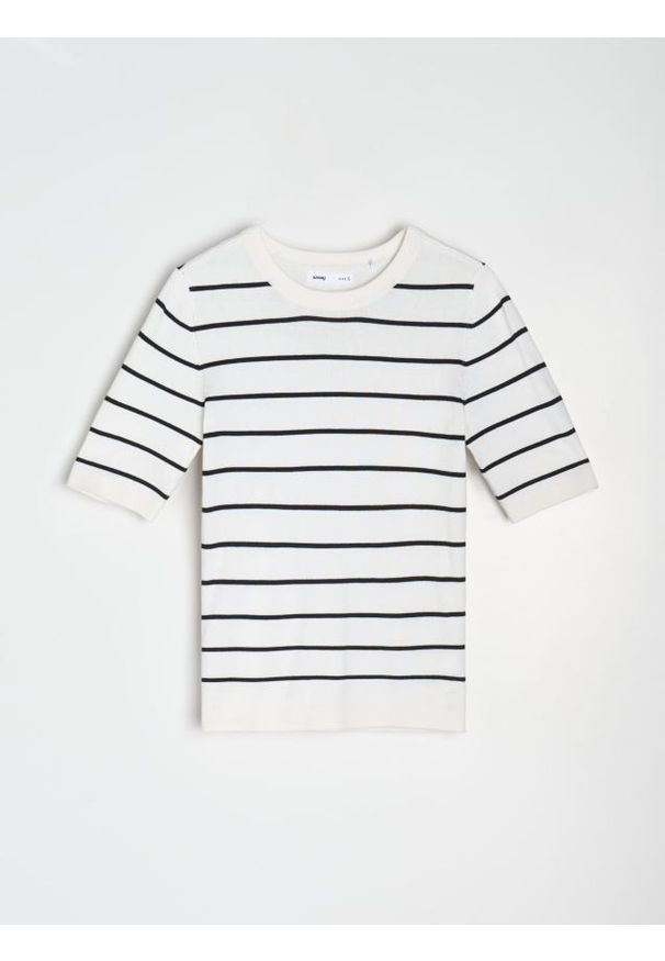 Sinsay - Swetrowa bluzka z krótkim rękawem - wielobarwny. Długość rękawa: krótki rękaw. Długość: krótkie