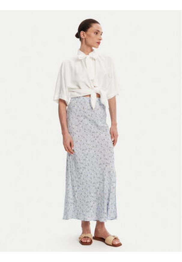 Pieces Spódnica midi Nya 17147811 Błękitny Regular Fit. Kolor: niebieski. Materiał: wiskoza