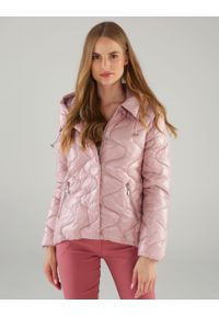 Unisono - PIKOWANA KURTKA Z KAPTUREM 76-6207 ROSA52. Typ kołnierza: kaptur. Materiał: materiał, nylon, poliamid