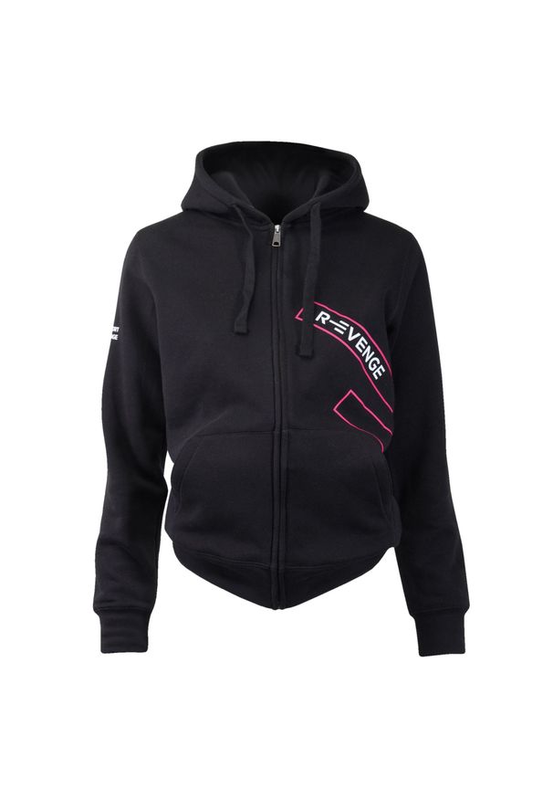 R-EVENGE - Bluza damska Fitness i rekreacyjna, kolor czarny/fuksja. Typ kołnierza: kaptur. Kolor: wielokolorowy, różowy, czarny. Materiał: bawełna, poliester. Sport: fitness