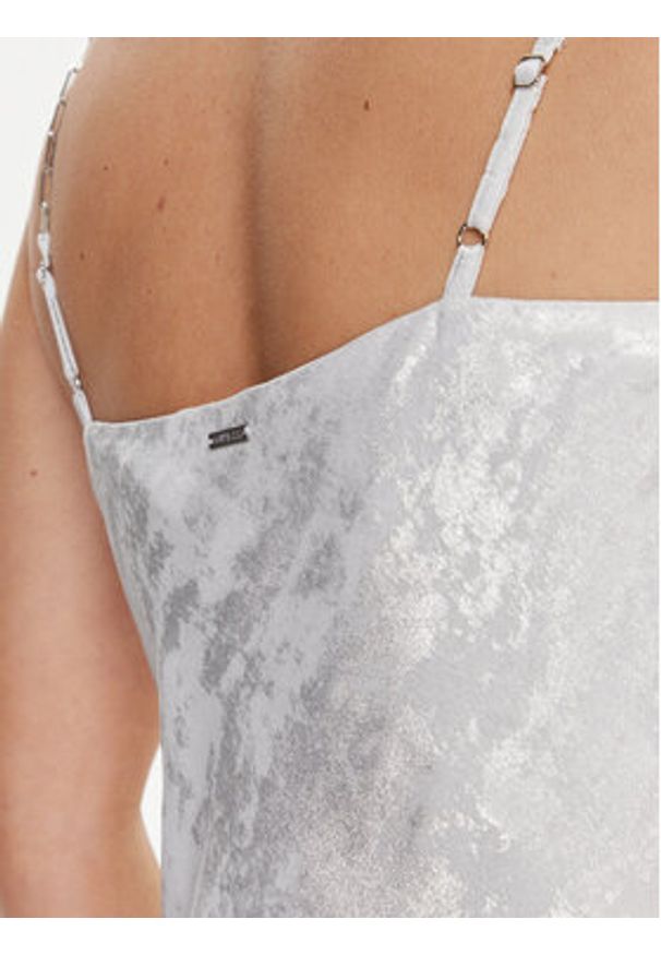 Guess Sukienka koktajlowa Akilina W4RK77 WFQA0 Szary Slim Fit. Kolor: szary. Materiał: syntetyk. Styl: wizytowy