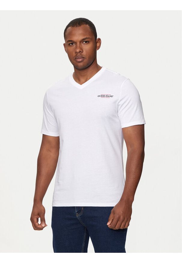 Guess Jeans T-Shirt M4YI50 K8HM0 Biały Regular Fit. Kolor: biały. Materiał: bawełna