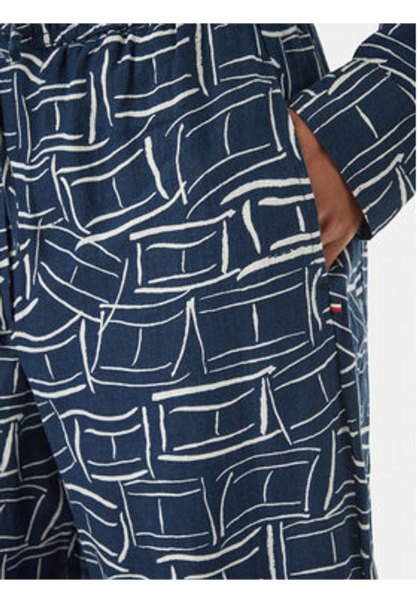 TOMMY HILFIGER - Tommy Hilfiger Spodnie materiałowe WW0WW48970 Granatowy Wide Leg. Kolor: niebieski. Materiał: len