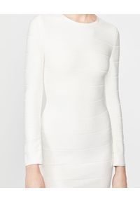 HERVE LEGER - Bandażowa sukienka z długim rękawem. Kolor: biały. Materiał: materiał. Długość rękawa: długi rękaw #2