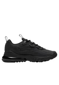 Buty do chodzenia dla dzieci Nike Air Max 270 React. Zapięcie: sznurówki. Kolor: czarny. Materiał: materiał, syntetyk, tkanina. Szerokość cholewki: normalna. Model: Nike Air Max. Sport: turystyka piesza