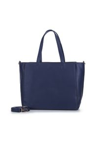 Wittchen - Torebka shopperka z otwartą kieszenią z przodu. Kolor: niebieski. Materiał: skórzane. Styl: elegancki, biznesowy. Rodzaj torebki: na ramię #2