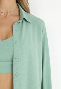 Born2be - Zielona Koszula z Topem na Ramiączkach Mianitta. Kolor: zielony. Materiał: wiskoza. Długość rękawa: na ramiączkach. Długość: długie. Styl: elegancki
