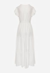 Born2be - Biała Sukienka Cephemus. Kolor: biały. Materiał: materiał. Wzór: jednolity, gładki. Sezon: lato. Typ sukienki: rozkloszowane, kopertowe. Styl: wakacyjny. Długość: maxi #2