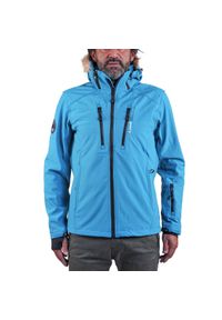 PEAK MOUNTAIN - Kurtka softshellowa ze sztucznym futrem Peak Mountain Casada. Kolor: niebieski. Materiał: futro. Sezon: zima. Sport: narciarstwo #1
