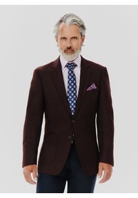 Pako Lorente - PAKO LORENTE – Burgundowa casualowa marynarka męska. Okazja: na co dzień. Kolor: czerwony. Materiał: wełna. Wzór: gładki. Styl: casual