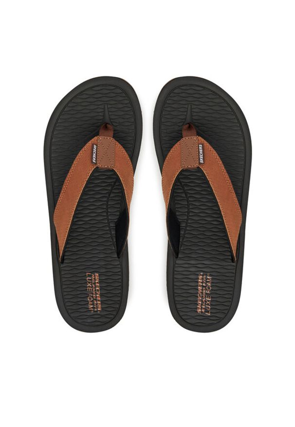 skechers - Skechers Japonki Tantric-Copano 205097/BRN Brązowy. Kolor: brązowy. Materiał: skóra