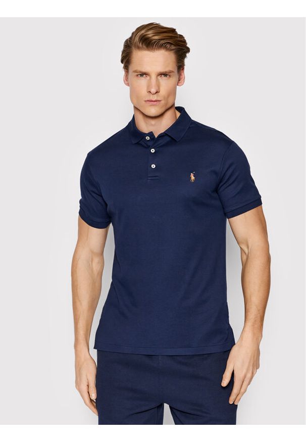 Polo Ralph Lauren Polo 710685514003 Granatowy Slim Fit. Typ kołnierza: polo. Kolor: niebieski. Materiał: bawełna