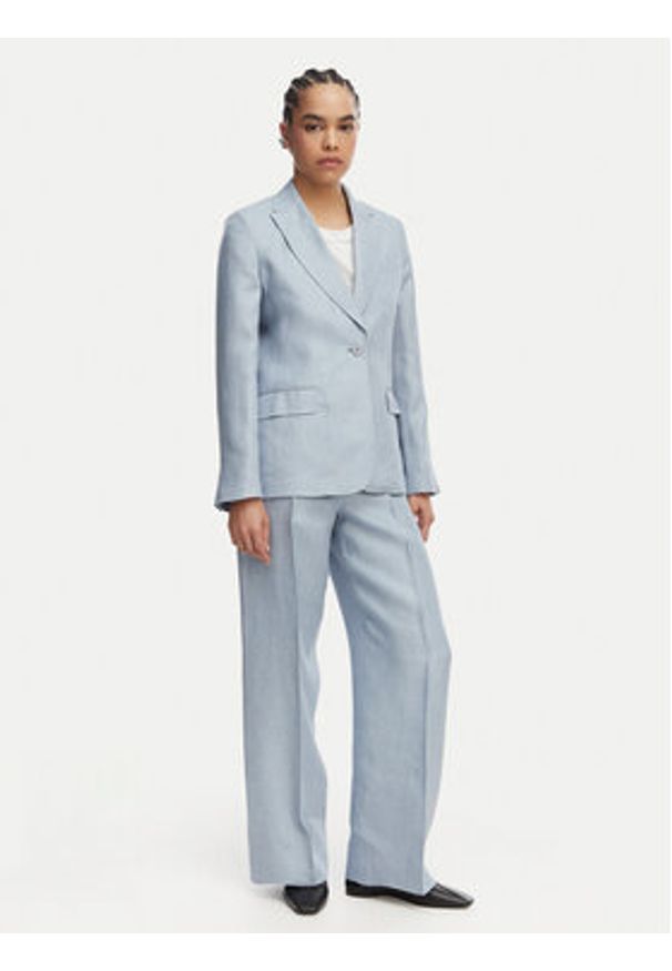 Weekend Max Mara Spodnie materiałowe Malizia 2615131112 Niebieski jasny Regular Fit. Kolor: niebieski. Materiał: len