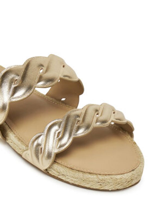 TOMMY HILFIGER - Tommy Hilfiger Espadryle Metallic Rope Espadrille Mule FW0FW08670 Złoty. Kolor: złoty. Materiał: skóra