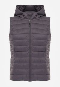 Born2be - Szara Pikowana Kamizelka Przejściowa z Kapturem Neanissa. Okazja: na co dzień. Typ kołnierza: kaptur. Kolor: szary. Materiał: jeans. Styl: casual #6