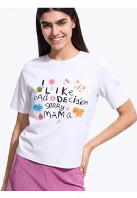 Reserved - T-shirt z nadrukiem - biały. Kolor: biały. Materiał: bawełna. Wzór: nadruk #1