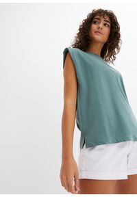 bonprix - Shirt z zaakcentowanymi ramionami. Kolor: zielony