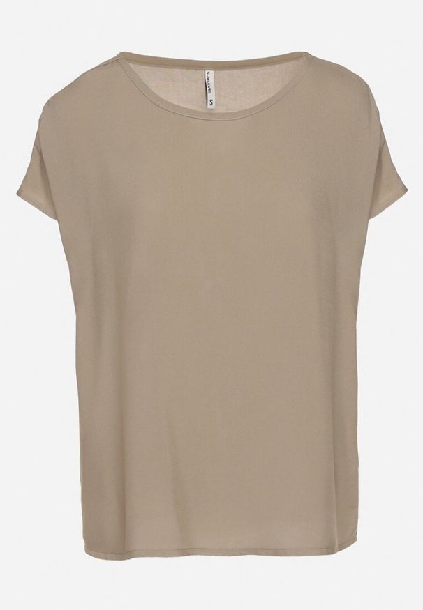 Born2be - Ciemnobeżowa Bluzka z Wiskozy o Kroju Oversize Liruvia. Okazja: na co dzień. Kolor: beżowy. Materiał: wiskoza. Styl: casual