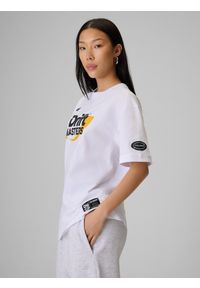 4f - 4F T-shirt loose z nadrukiem uniseks 4F x Drift Masters - biały 3XL. Okazja: na co dzień. Kolor: biały. Materiał: bawełna, dzianina. Wzór: nadruk. Styl: street, casual, sportowy, klasyczny #2