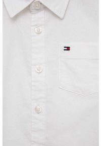 TOMMY HILFIGER - Tommy Hilfiger koszula dziecięca kolor biały. Typ kołnierza: kołnierzyk klasyczny. Kolor: biały. Materiał: tkanina, bawełna. Wzór: gładki. Styl: klasyczny #2