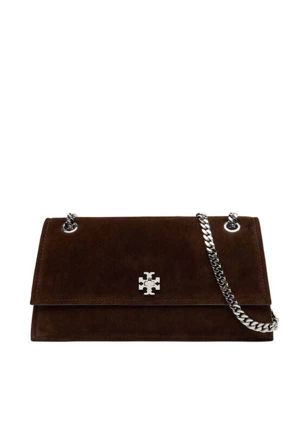 Tory Burch Torebka Kira Turnlock Suede Shouldr Bag 169176 Brązowy. Kolor: brązowy. Materiał: zamszowe, skórzane