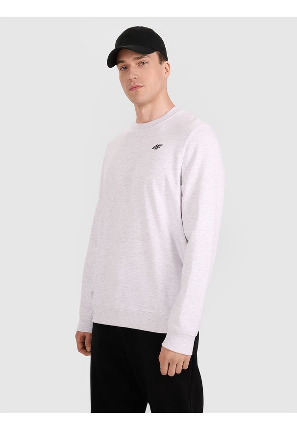 4f - 4F Bluza dresowa nierozpinana bez kaptura męska - szara 3XL. Okazja: na co dzień. Typ kołnierza: bez kaptura. Kolor: szary. Materiał: dresówka. Wzór: gładki, ze splotem. Styl: casual, klasyczny, sportowy