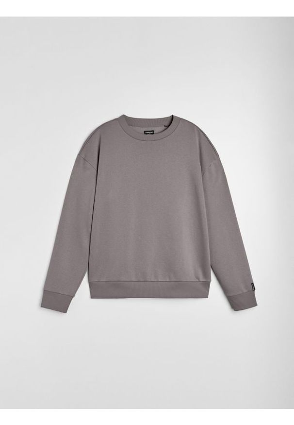 Sinsay - Bluza crewneck comfort fit z domieszką bawełny - szary. Kolor: szary. Materiał: bawełna
