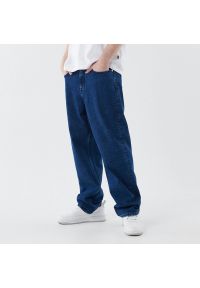 Cropp - Granatowe jeansy baggy - Granatowy. Kolor: niebieski