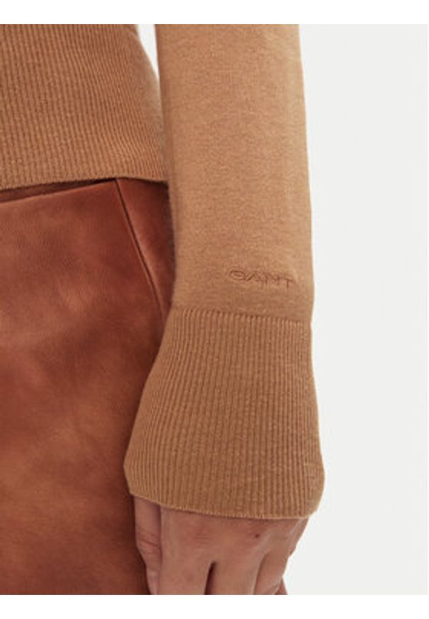 GANT - Gant Sweter 4803187 Beżowy Regular Fit. Kolor: beżowy. Materiał: bawełna