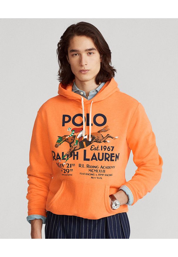Ralph Lauren - RALPH LAUREN - Pomarańczowa bluza z kapturem Graphic. Typ kołnierza: kaptur. Kolor: pomarańczowy. Materiał: tkanina, bawełna, prążkowany. Wzór: nadruk