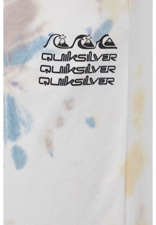 Quiksilver spodnie dresowe bawełniane damskie kolor biały wzorzyste. Kolor: biały. Materiał: bawełna, dresówka