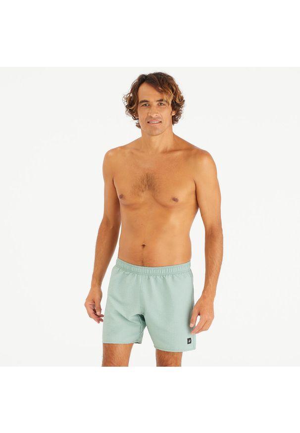 Decathlon - Szorty pływackie męskie Nabaiji 100 Teksturowane. Kolor: zielony. Materiał: poliester, materiał