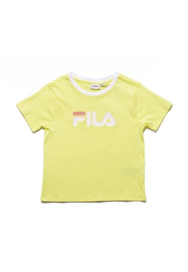 Koszulka sportowa damska Fila Salome Tee. Kolor: żółty. Materiał: bawełna. Długość rękawa: krótki rękaw. Długość: krótkie