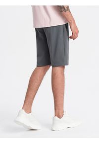 Ombre Clothing - Męskie szorty dresowe bawełniane BASIC – grafitowe V11 OM-SRBS-0149 - XXL. Okazja: na co dzień. Kolor: szary. Materiał: bawełna, dresówka. Styl: sportowy, casual #6