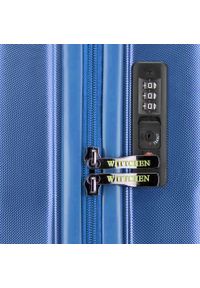 Wittchen - Duża walizka z polikarbonu w ukośny wzór. Kolor: niebieski. Materiał: guma #9