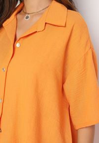 Born2be - Pomarańczowy Komplet 2-Częściowy Koszula o Luźnym Kroju Szerokie Spodnie z Gumką w Talii Vimitha. Kolor: pomarańczowy. Materiał: materiał. Wzór: aplikacja #6