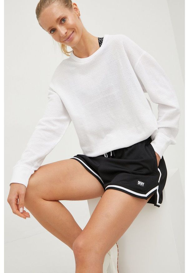 DKNY - Dkny bluza DP2T8798 damska kolor biały gładka. Kolor: biały. Wzór: gładki