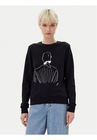 Karl Lagerfeld - KARL LAGERFELD Bluza A2W20056 Czarny Regular Fit. Typ kołnierza: dekolt w karo. Kolor: czarny. Materiał: bawełna