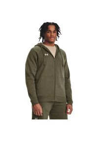 Bluza z kapturem Under Armour UA Rival Fleece FZ, Mężczyźni. Typ kołnierza: kaptur. Kolor: zielony, biały, wielokolorowy. Materiał: materiał, bawełna