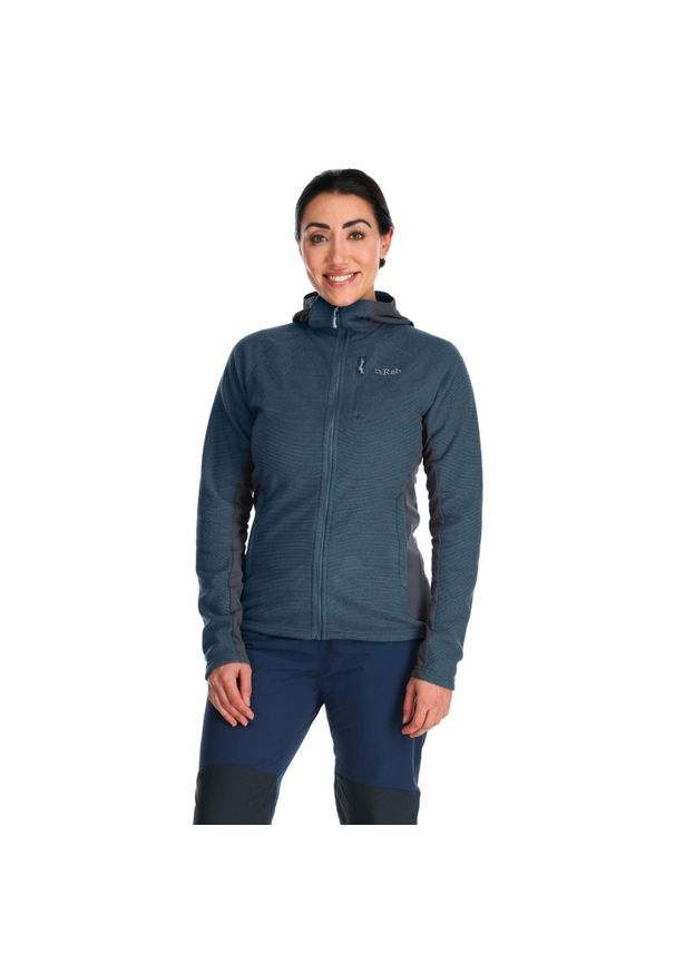 Bluza polarowa damska Rab Capacitor Hoody z kapturem. Typ kołnierza: kaptur. Kolor: niebieski. Materiał: polar