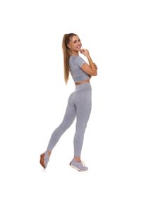 Szary Damski Komplet Top + Legginsy Moraj. Okazja: na co dzień, na spacer. Kolor: szary. Długość rękawa: krótki rękaw. Długość: krótkie. Styl: sportowy, wizytowy, casual #4