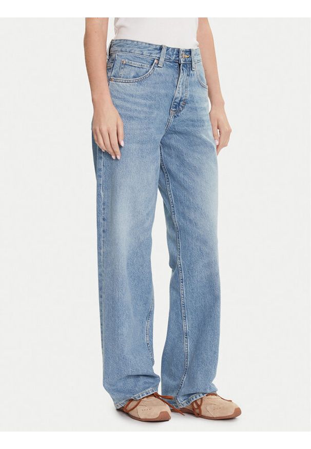 Lee Jeansy Rider 112365089 Niebieski Wide Leg. Kolor: niebieski