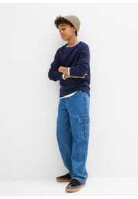 bonprix - Sweter z cienkiej bawełnianej dzianiny. Kolor: niebieski. Materiał: bawełna, dzianina #3