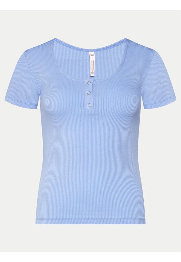 Hunkemöller Koszulka piżamowa Henley 205108 Niebieski Regular Fit. Kolor: niebieski. Materiał: wiskoza