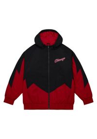 Mitchell & Ness - Wodoodporna kurtka z pełnym zamkiem błyskawicznym Chicago Bulls. Kolor: czerwony, czarny, wielokolorowy. Sport: koszykówka