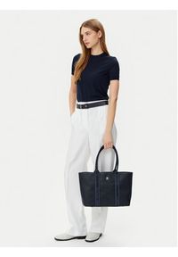 TOMMY HILFIGER - Tommy Hilfiger Torebka Th Logotape Tote AW0AW17198 Granatowy. Kolor: niebieski. Materiał: skórzane #3