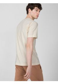 outhorn - T-shirt z nadrukiem męski - kremowy. Okazja: na co dzień. Kolor: kremowy. Materiał: dzianina, bawełna. Długość rękawa: krótki rękaw. Wzór: nadruk. Styl: casual #4