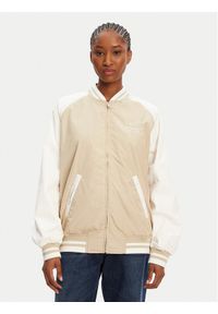 Tommy Jeans Kurtka bomber Souvenir DW0DW21432 Beżowy. Kolor: beżowy. Materiał: syntetyk